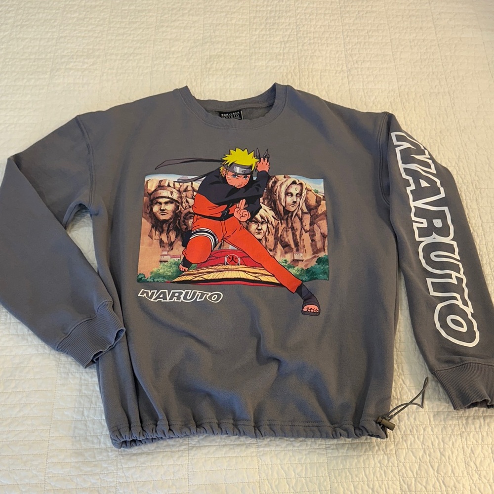 Naruto Crewneck Sweatshirt Small Gray Anime